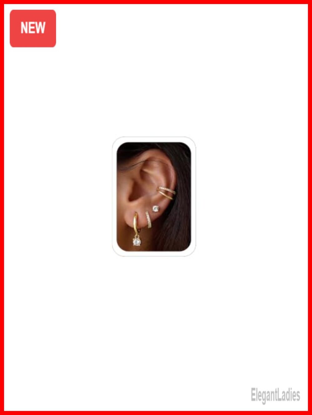 4 Pairs 14K Gold Plated Huggie Hoop Earrings Set for Women CZ